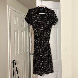 Cynthia Rowley S Polka Dot Fall Dress Button Down Short Sleeve Tie Waist Collar